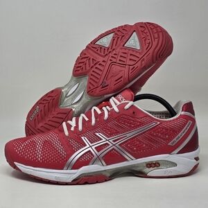 Asics Gel Solution Speed E450Y Running Shoes Womens Sz 12 Red Sneakers Pre-owned